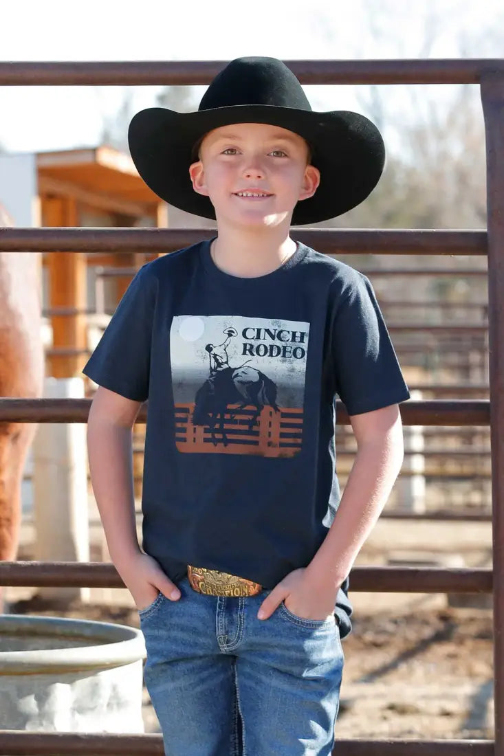 Cinch Boy’s Navy Rodeo Bronc T-Shirt Small Boy’s T-Shirt