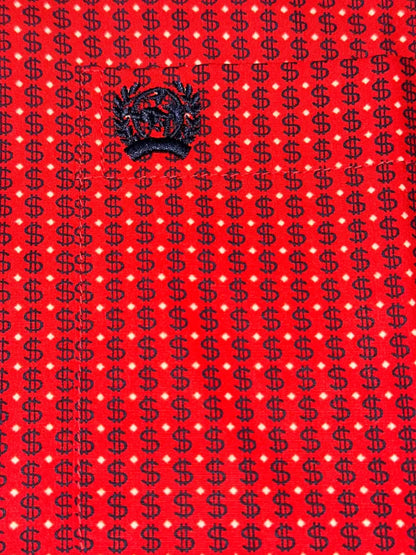 Cinch Boy’s Red Money Sign Western Shirt XSmall Boy’s Western