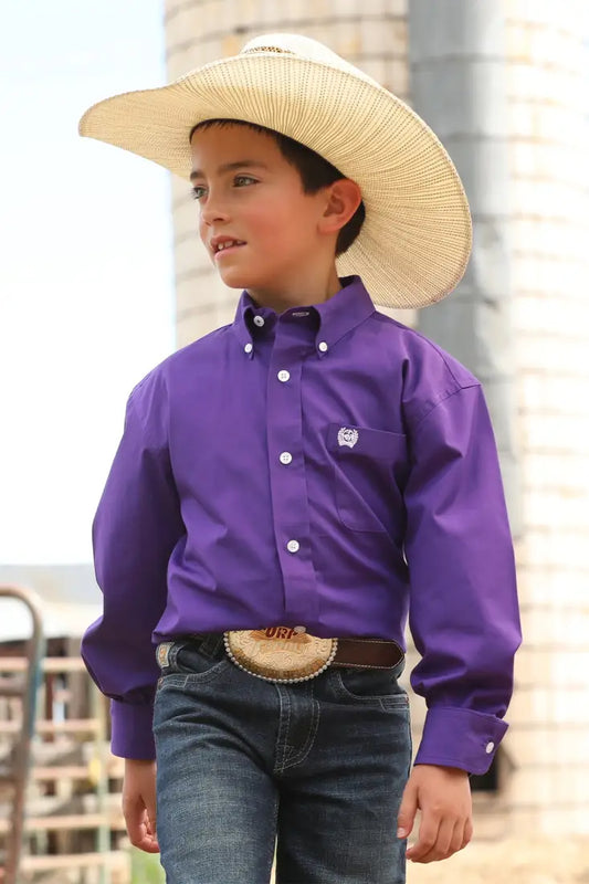 Cinch Boy’s Solid Purple Western Shirt XSmall Boy’s Western