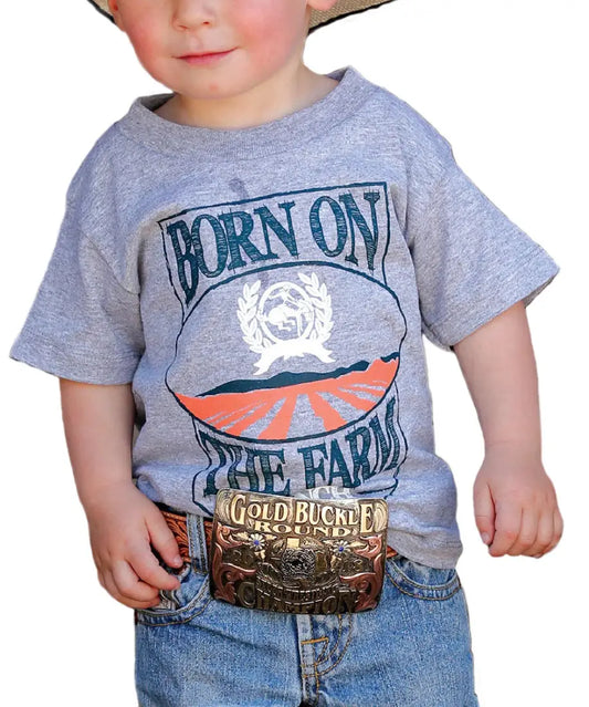 Cinch Boy’s Toddler Gray Born On The Farm T-Shirt 3T Boy’s Toddler Top