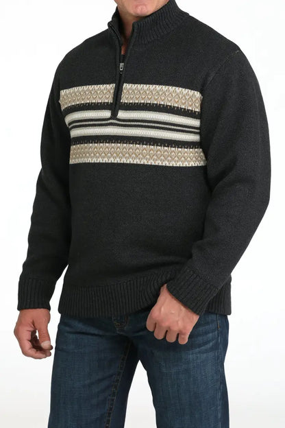 Cinch Men’s 1/4 Zip Pullover Stripe Front Sweater Men’s Pullover