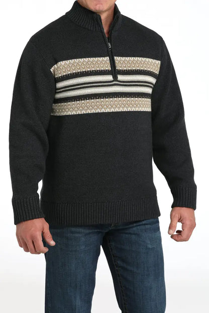 Cinch Men’s 1/4 Zip Pullover Stripe Front Sweater Men’s Pullover