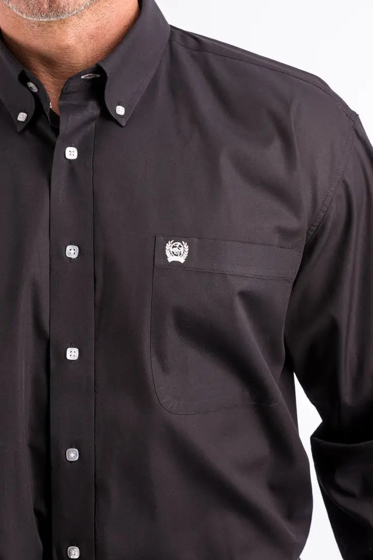 Cinch Men’s Big & Tall Solid Black Western Shirt XXXLarge Men’s Extended Sizes