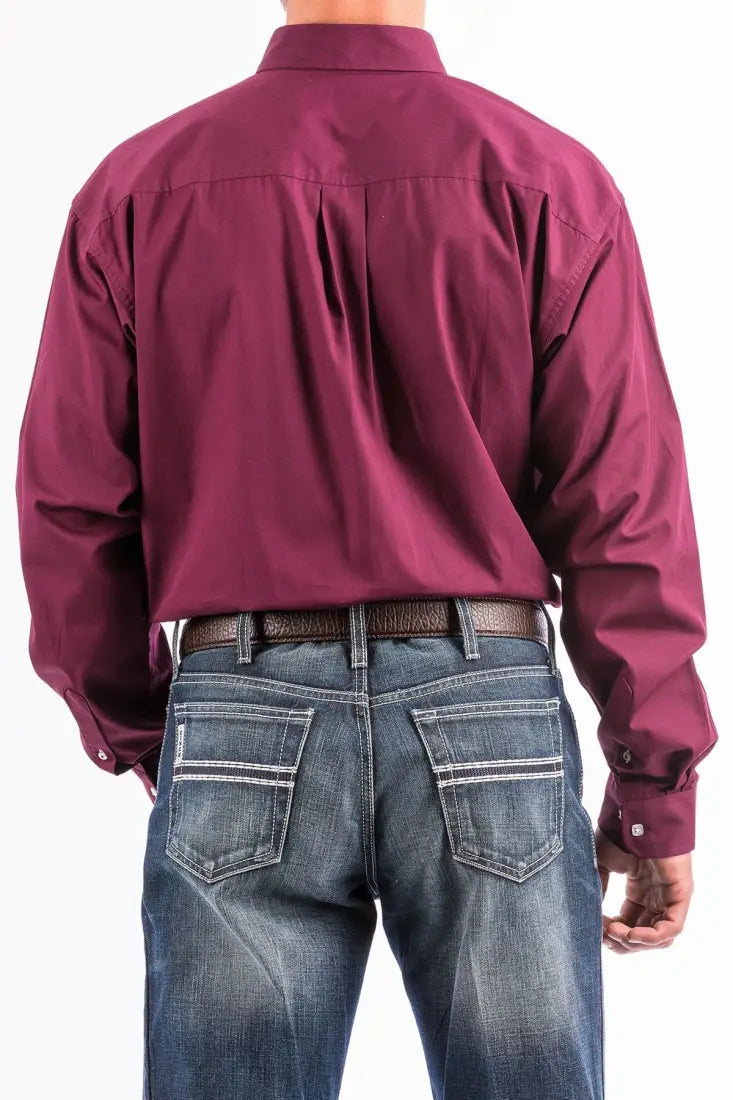 Cinch Men’s Big & Tall Solid Burgundy Western Shirt XXXLarge Men’s Extended Sizes