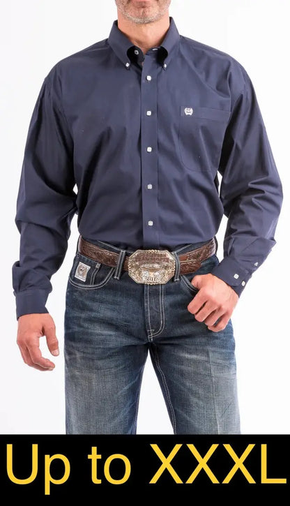 Cinch Men’s Big & Tall Solid Navy Western Shirt XXXLarge Men’s Extended Sizes