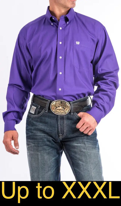 Cinch Men’s Big & Tall Solid Purple Western Shirt XXXLarge Men’s Extended Sizes