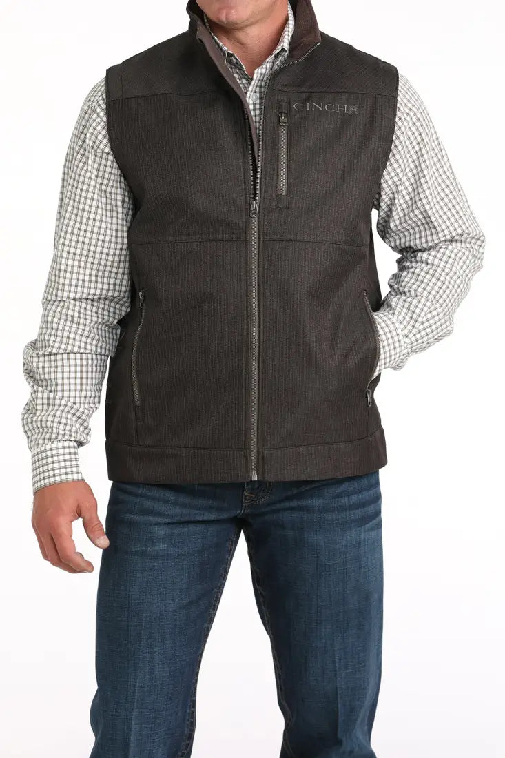 Cinch Men’s Brown Herringbone Bonded Vest Men’s Vest