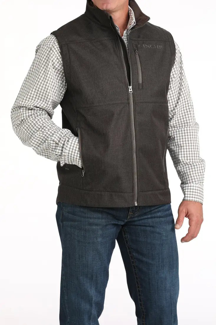 Cinch Men’s Brown Herringbone Bonded Vest Men’s Vest