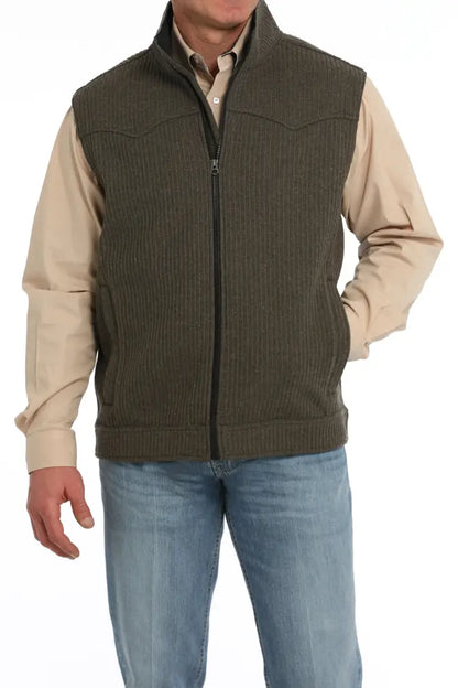 Cinch Men’s Brown Poly-Wool Bonded Vest Small Men’s Vest