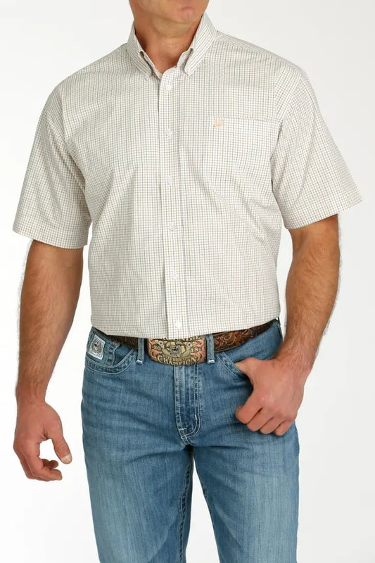 Cinch Men’s Gold & Black Plaid Short Sleeve Western Shirt Men’s Western