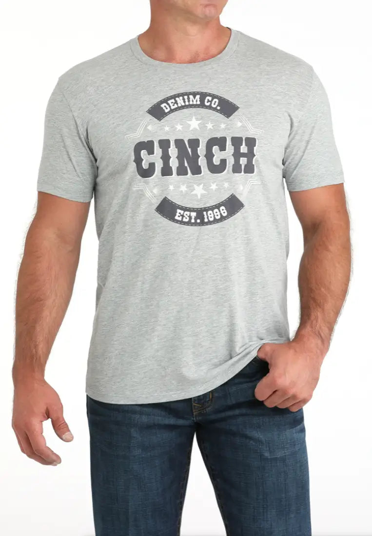 Cinch Men’s Gray Circular Logo T-Shirt Men’s T-Shirt