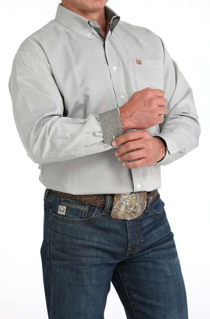 Cinch Men’s Light Grey Pin Stripe Western Men’s Western