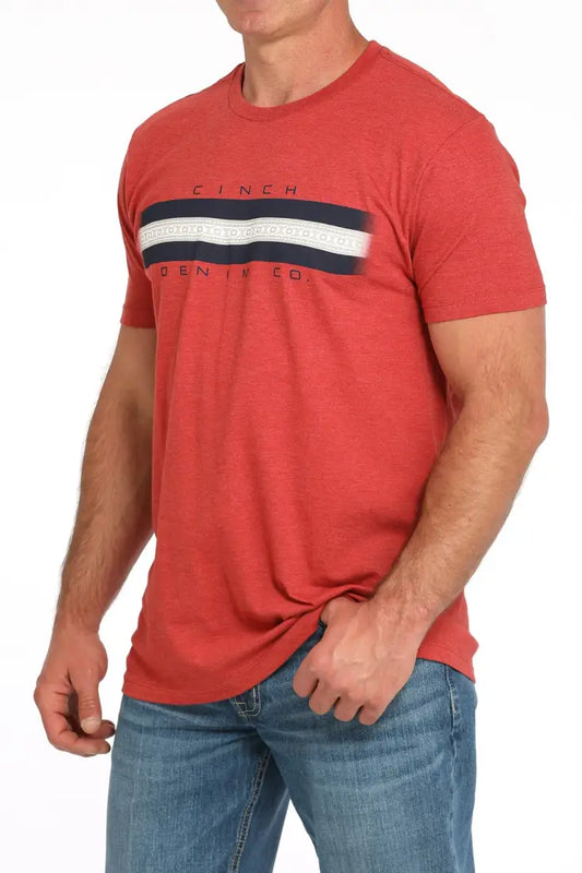 Cinch Men’s Red Front Stripe T-Shirt Men’s T-Shirt