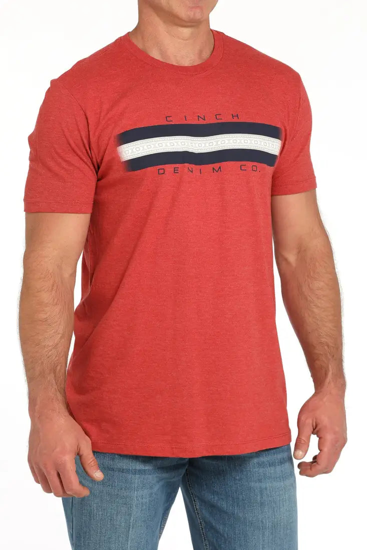 Cinch Men’s Red Front Stripe T-Shirt Men’s T-Shirt
