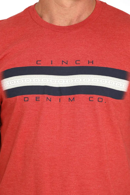 Cinch Men’s Red Front Stripe T-Shirt Small Men’s T-Shirt