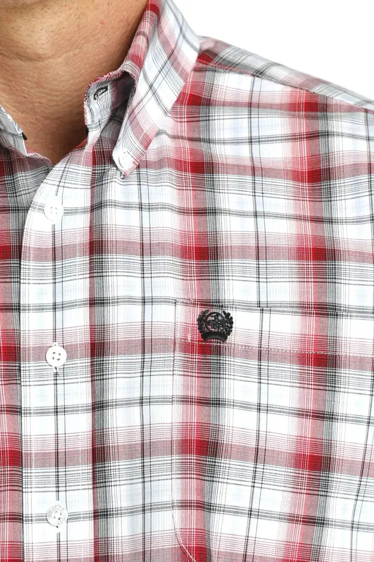 Cinch Men’s Red & White Plaid Western Shirt Small Men’s Western