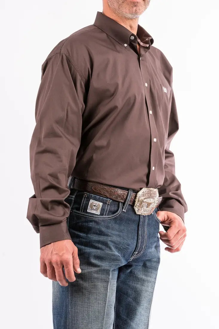 Cinch Men’s Solid Brown Western Shirt Men’s Western
