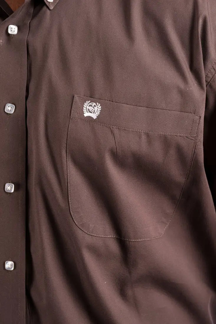 Cinch Men’s Solid Brown Western Shirt XSmall Men’s Western