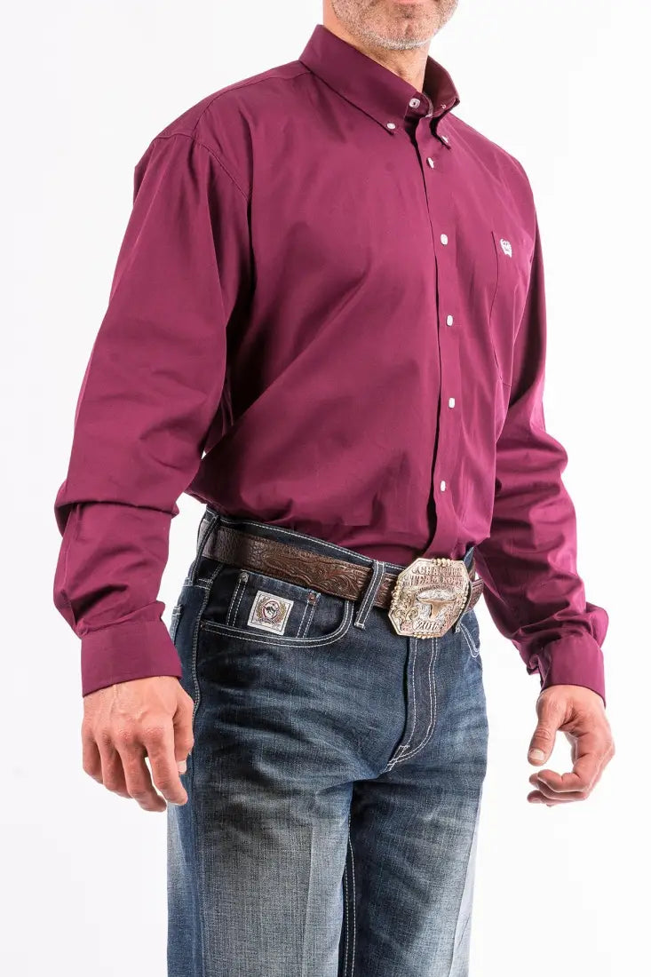 Cinch Men’s Solid Burgundy Western Shirt Men’s Western
