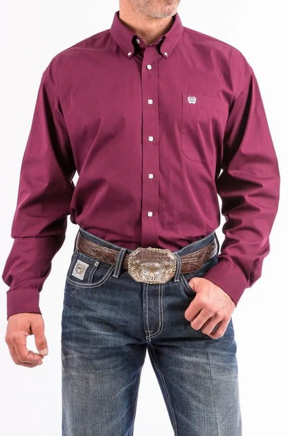 Cinch Men’s Solid Burgundy Western Shirt Men’s Western