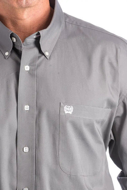 Cinch Men’s Solid Gray Western Shirt XSmall Men’s Western