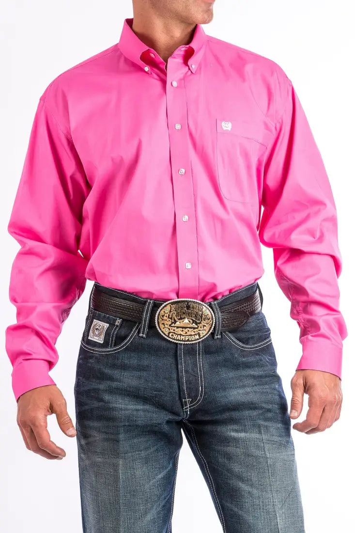 Cinch Men’s Solid Hot Pink Western Shirt Men’s Western