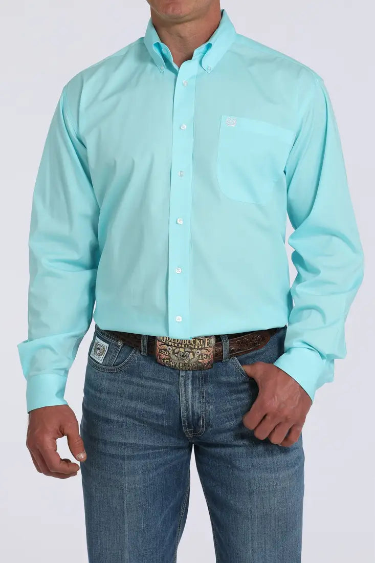 Cinch Men’s Solid Light Turquoise Western Shirt Men’s Western