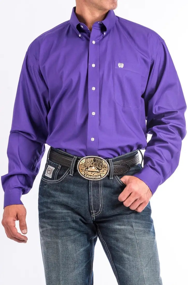 Cinch Men’s Solid Purple Western Shirt XSmall Men’s Western