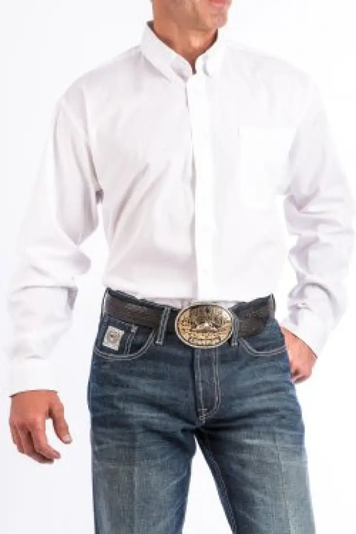 Cinch Men’s Solid White Western Shirt XSmall Men’s Western