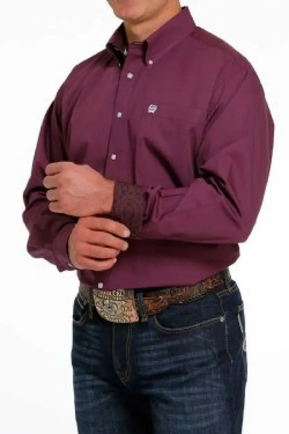 Cinch Men’s Solid Wine Western Shirt Men’s Western