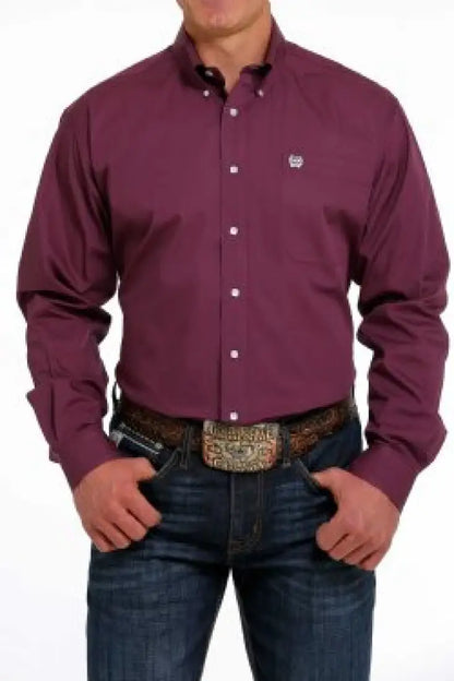Cinch Men’s Solid Wine Western Shirt Men’s Western