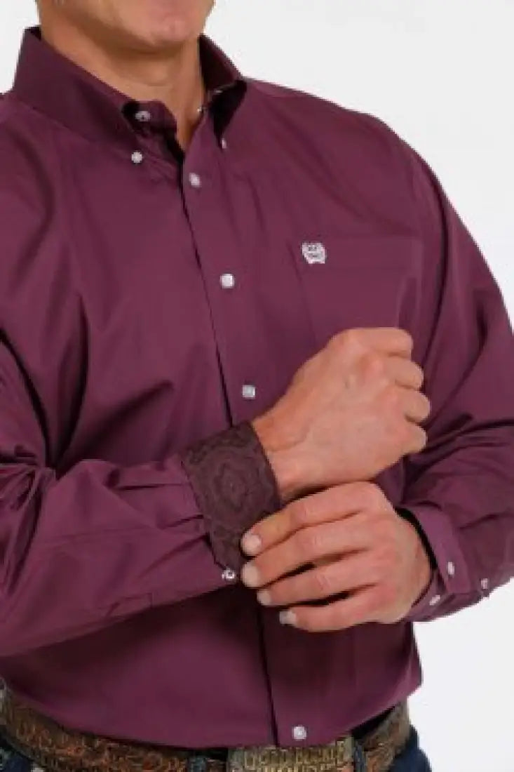 Cinch Men’s Solid Wine Western Shirt XSmall Men’s Western