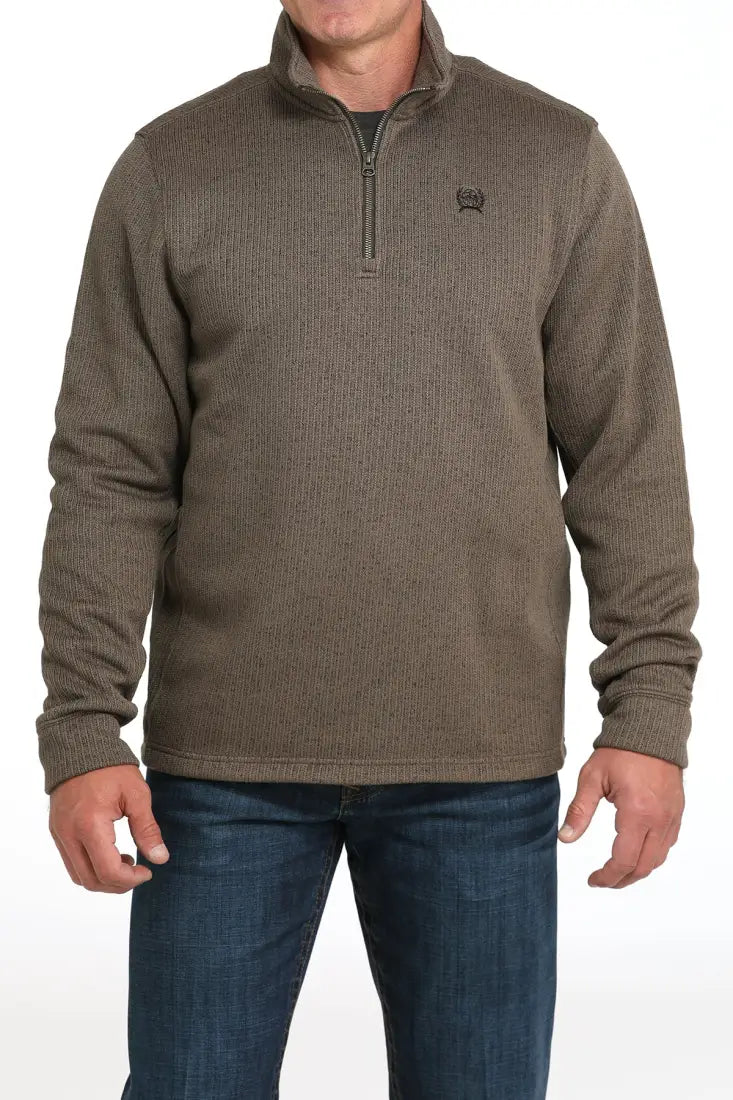 Cinch Men’s Sweater Knit 1/4 Zip Pullover Small / Brown Men’s Pullover
