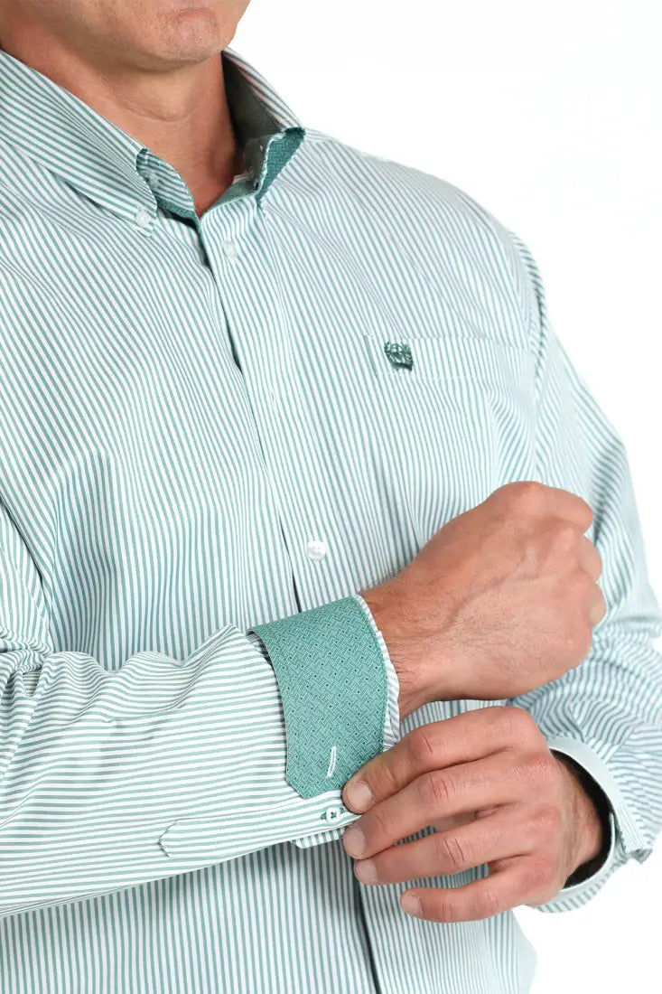 Cinch Men's Green Stripe Button Down Shirt Cinch Men's Green Stripe Button Down Shirt
