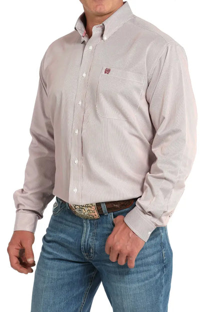 Cinch Men’s Tencel Pink Salmon Microstripe Western Shirt Men’s Western