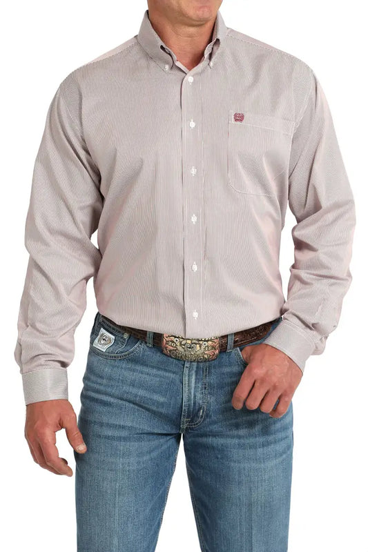 Cinch Men’s Tencel Pink Salmon Microstripe Western Shirt Men’s Western