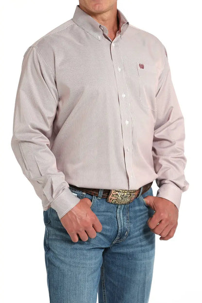 Cinch Men’s Tencel Pink Salmon Microstripe Western Shirt Men’s Western