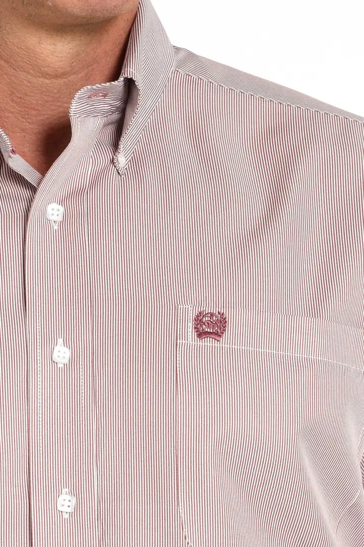 Cinch Men’s Tencel Pink Salmon Microstripe Western Shirt Small Men’s Western