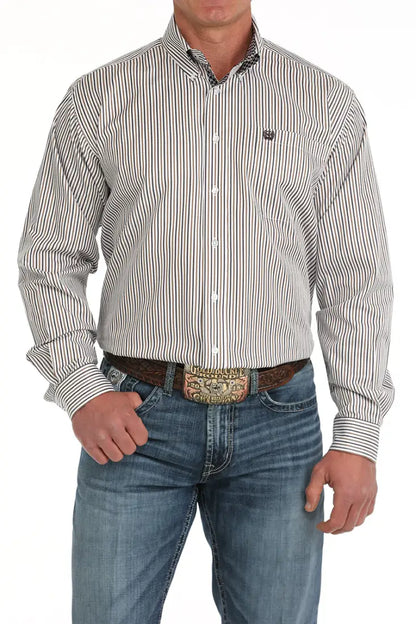 Cinch Men’s Tencel Purple & Gold Pinstriped Western Shirt Men’s Western