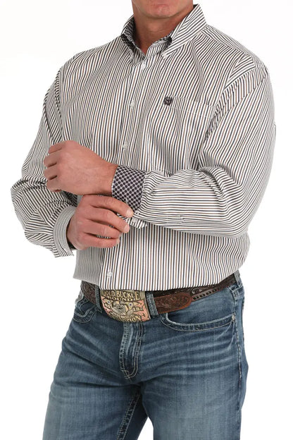 Cinch Men’s Tencel Purple & Gold Pinstriped Western Shirt Men’s Western