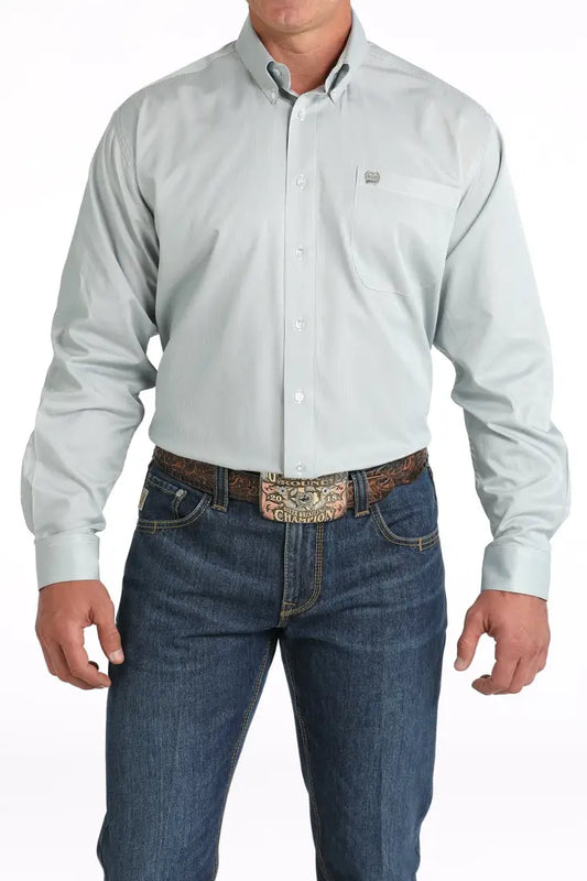 Cinch Men’s Tencel Sage Green MicroStripe Western Shirt Men’s Western