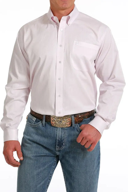 Cinch Men’s Tencel White & Pink Pinstripe Western Shirt Men’s Western