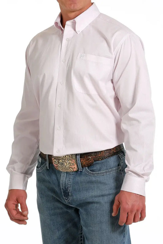 Cinch Men’s Tencel White & Pink Pinstripe Western Shirt Men’s Western