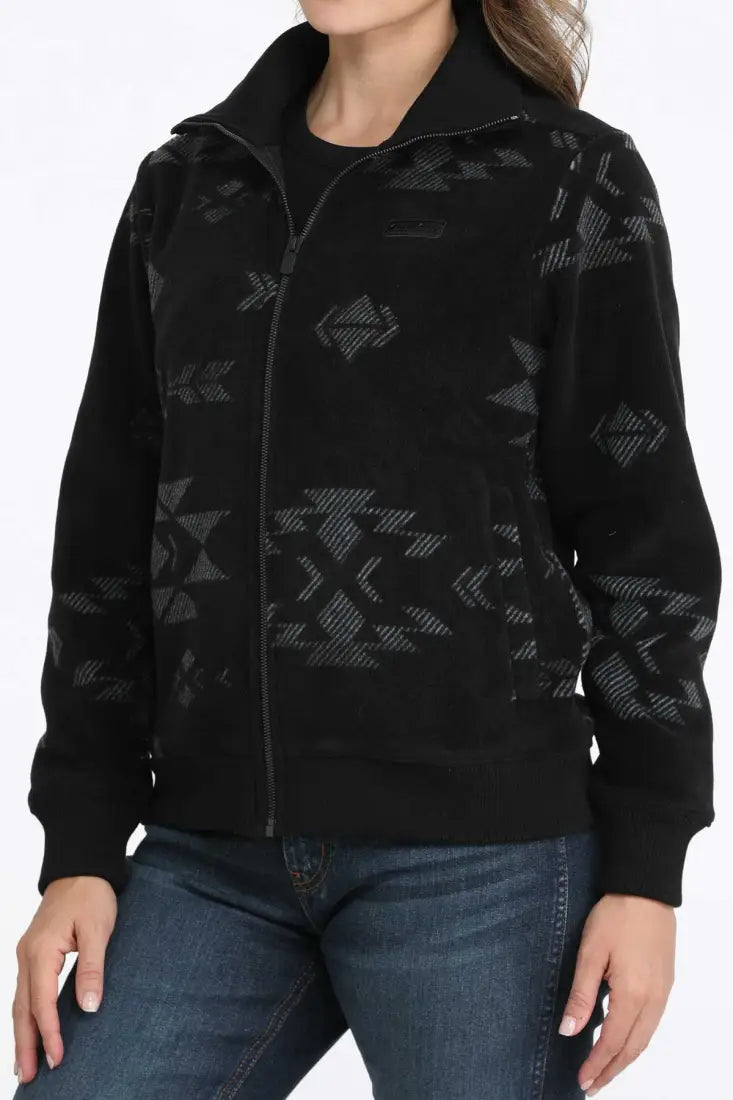 Cinch Women’s Black Aztec Polar Fleece Full Zip Jacket Women’s Coat