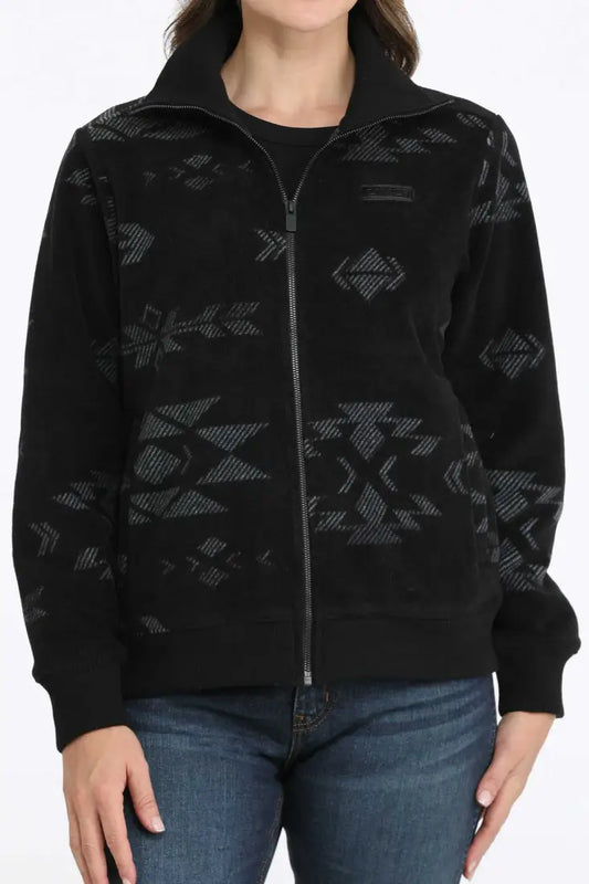 Cinch Women’s Black Aztec Polar Fleece Full Zip Jacket Women’s Coat