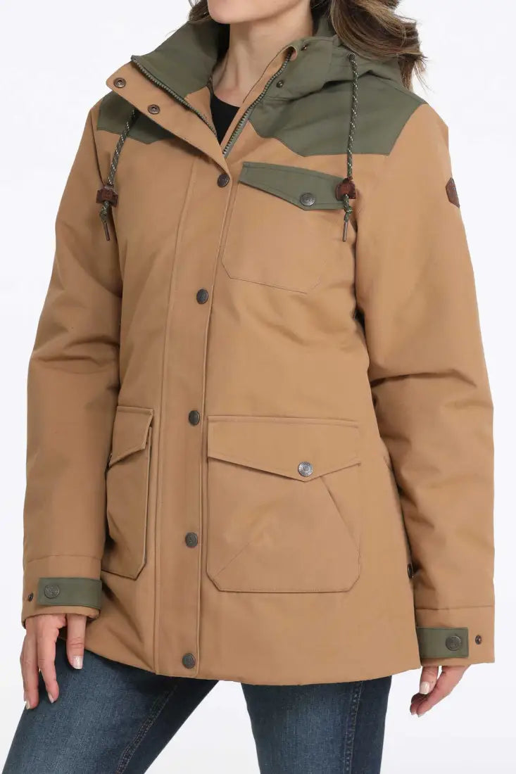 Cinch Women’s Brown Color Blocked Canvas Barn Jacket Women’s Coat