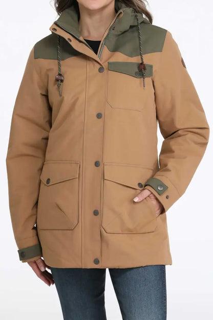 Cinch Women’s Brown Color Blocked Canvas Barn Jacket Women’s Coat