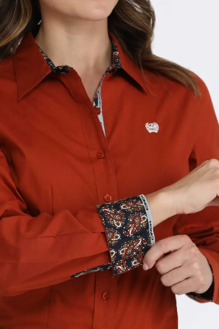 Cinch Women’s Burnt Red Paisley Accent Western Shirt Women’s Western