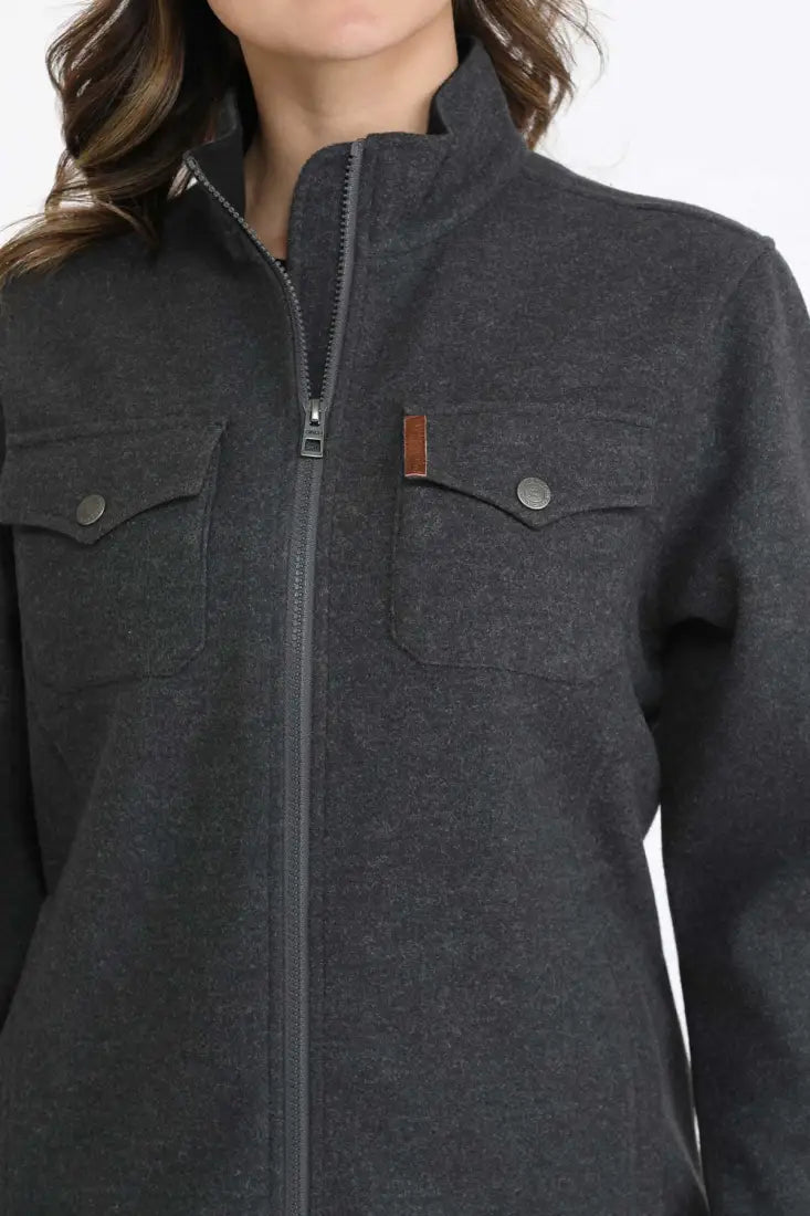 Cinch Women’s Charcoal Brushed Knit Shirt Jacket Women’s Coat