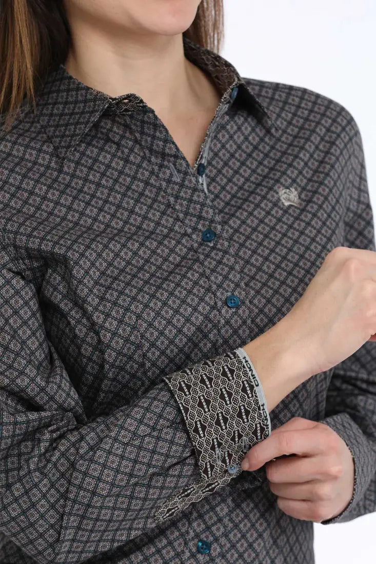 Cinch Women’s Mulberry & Teal Diamond Western Shirt Women’s Western